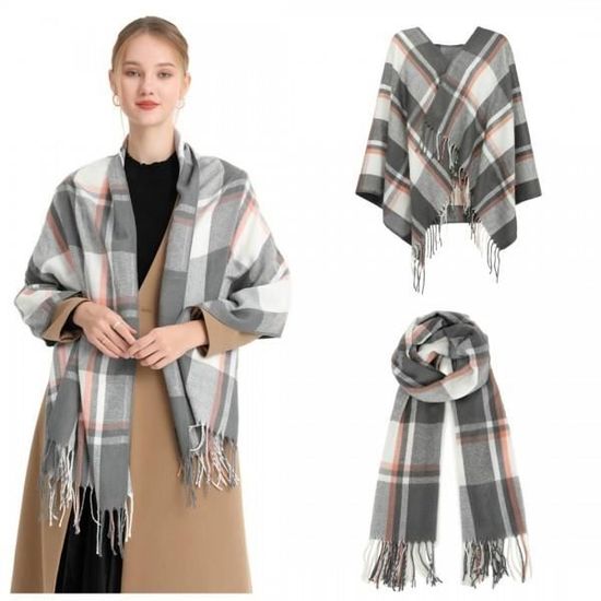 Écharpe Femme Hiver 190x50cm - Plaid Multicolore - Polyester Doux - Cadeau Hiver
