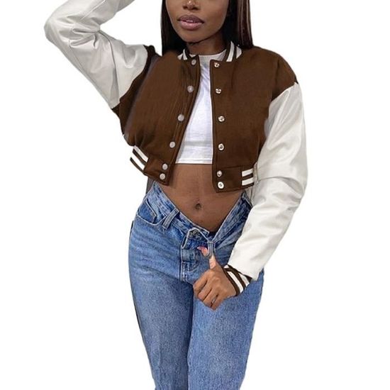 Blouson Bomber Femme Nicticsi - Style Y2K Vintage, Manches Longues, Zipper, Poches, Streetwear