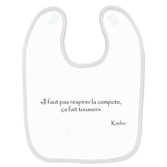 Bavoir bébé - MYGOODPRICE - Kaamelott Kadoc Compote 2 - 30 x 35cm - Fermeture velcro - Blanc