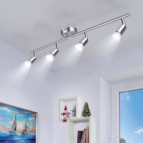 HSTURYZ Plafonnier LED 4 Spots, Spot de Plafond Orientable, Luminaire Plafonnier pour Chambre Cuisine, Salon Salle à Manger, Couloir