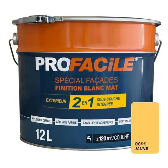 Peinture 2en1 Facade Direct Sans Sous Couche Mat Exterieur Impermeabilisante Respirante 12l 0 000000 Ocre Jaune Achat Vente Peinture Vernis Peinture 2en1 Facade Direct Cdiscount