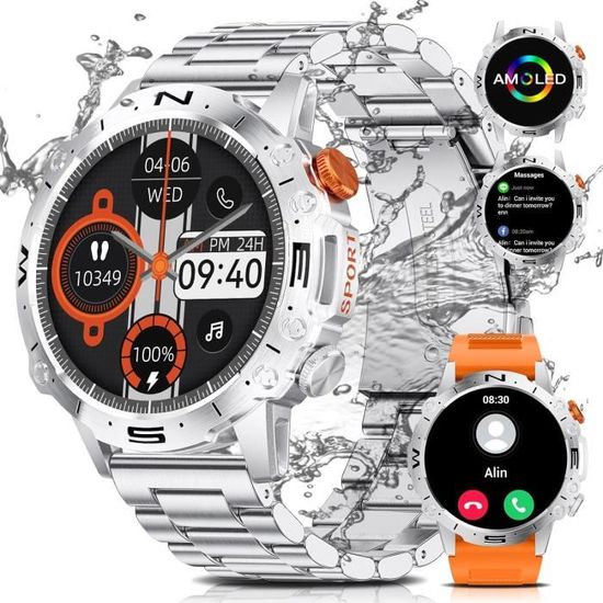 Montre Connectée Homme Avec Lampe De Poche Led Étanche 3Atm Militaire