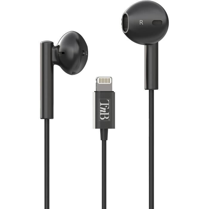 T’Nb Ecouteurs Filaires, Connecteur Lightning, Semi Intra Auriculaire, Son Stéréo, Microphone