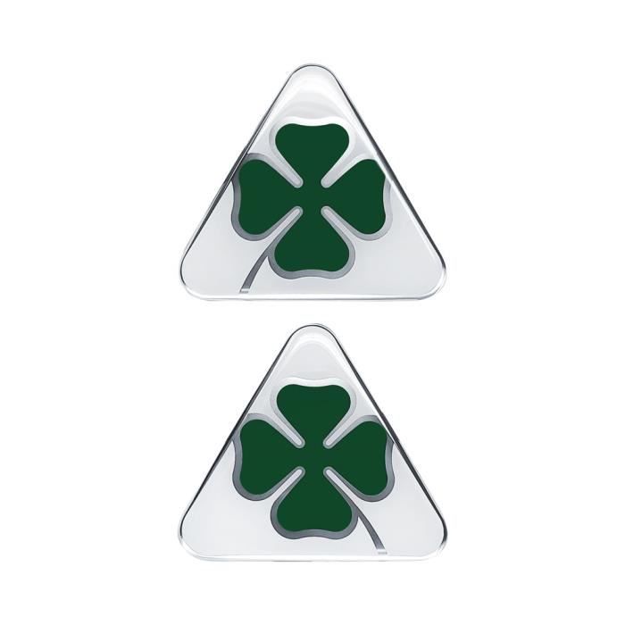 Autocollant 3D Alfa Romeo Officiel Quadrifoglio Verde Trèfle à Quatre Feuilles Vert, Droite et Gauche, 85 x 95 mm