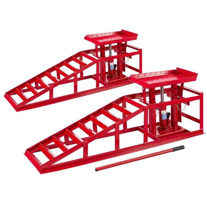 AREBOS Rampe de Levage | Voitures Véhicule| 2 pièces | Hydraulique | Réglable de 280-375 mm | 2 T | Rouge