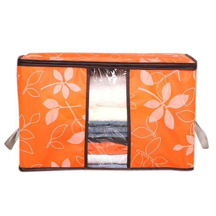 075051306OG@Organisation d'entreposage - Sacs de rangement à empiècements imprimés à fleurs de designer orange