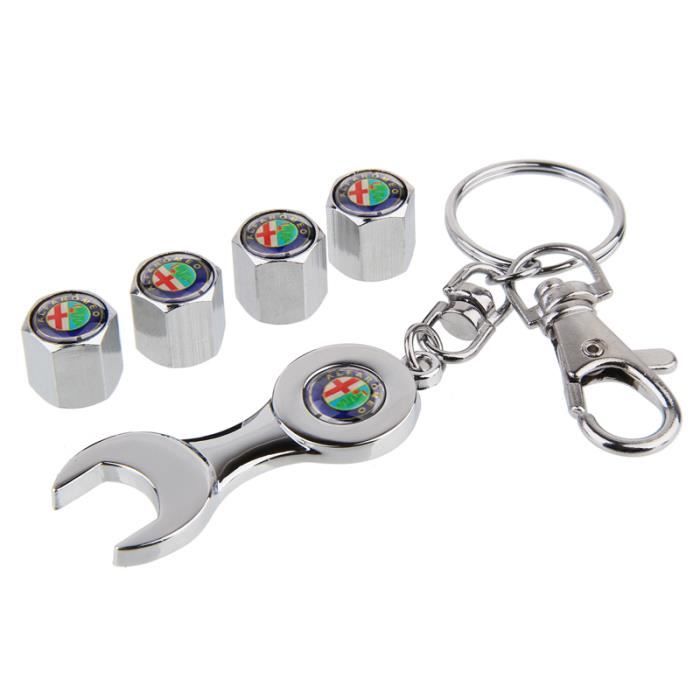 4 pièces bouchons de Valve de pneu avec clé porte-clés Giulietta Spider GT Stelvio Giulia style de voiture pour Alfa Romeo Mito 1471
