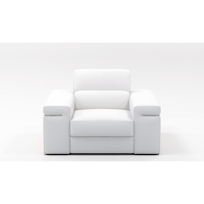 Fauteuil cuir blanc THOMAS