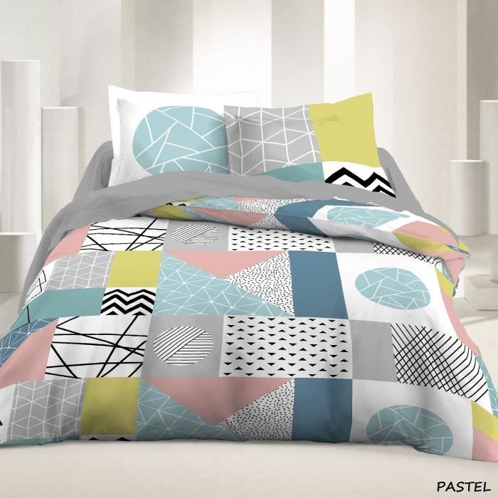 Parure de Drap 2 places 100% Coton 42 fils/cm² - PASTEL