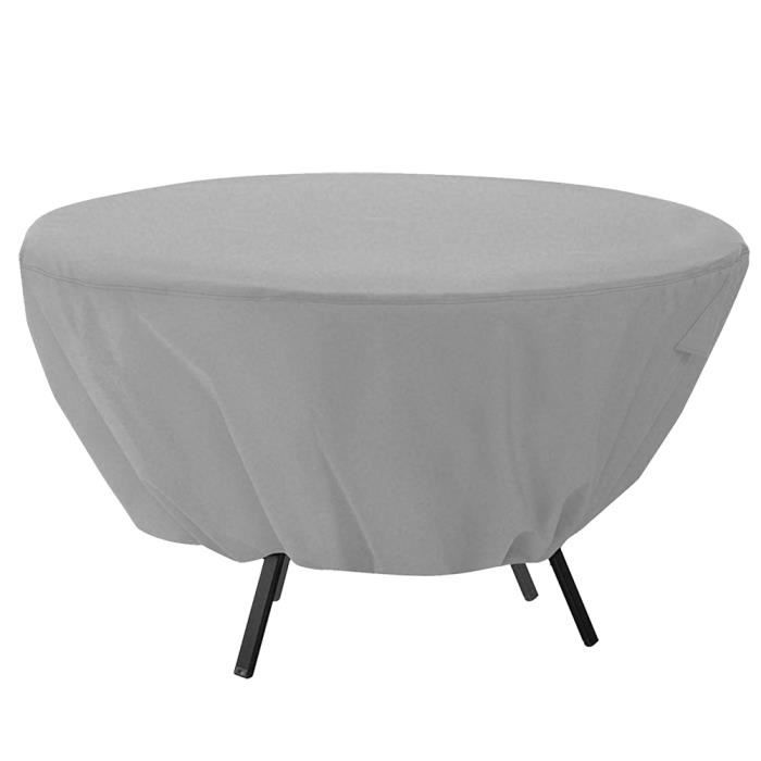 Housse de table ronde Couvre-meubles de jardin patio imperméable extérieur (gris)
