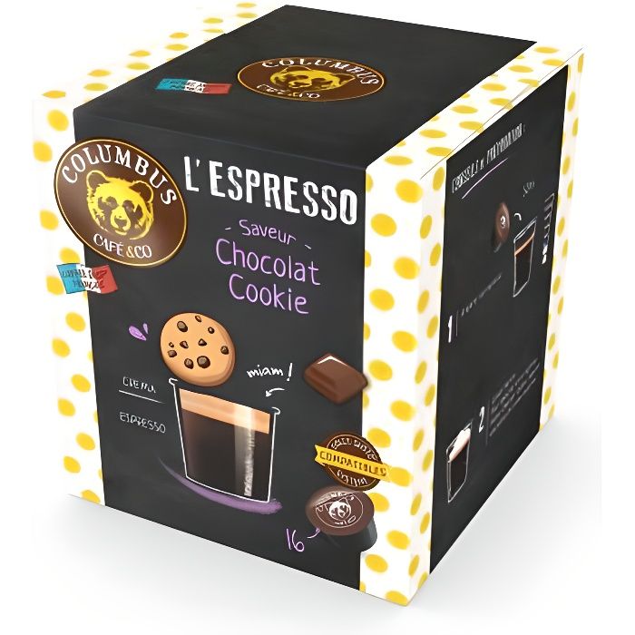 Capsule Dolce Gusto® Compatible Columbus L'Espresso Chocolat Cookie (x16) TU