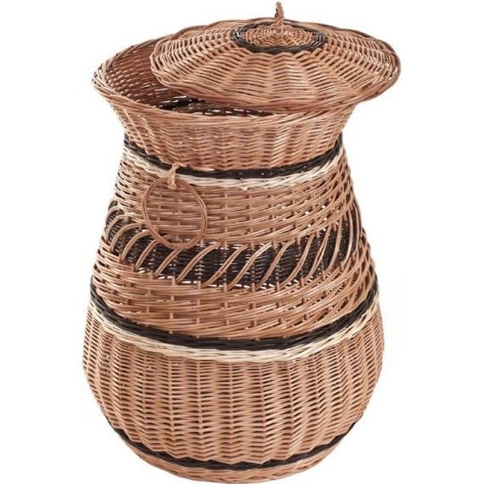 Panier à linge en osier, coffre ronde en osier ,corbeille à linge