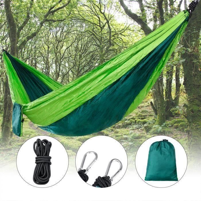 Hamac Suspendus Lit de Couchage Portable Camping Parachute Voyage avec Corde à Crochet Vert Aw18738