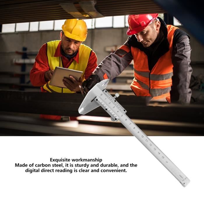 Outil de mesure de jauge de micromètre de pied à coulisse en métal d'acier au carbone de haute précision 0-150mm -ABI