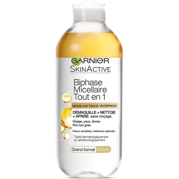 EPONGE DE MAQUILLAGE Garnier - SkinActive - Solution Micellaire Biphase Tout en Un - Tous Types de Peaux Même Sensibles - F51