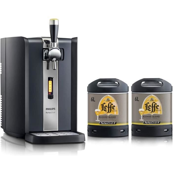 Tireuse à Bière PerfectDraft et 2 fûts 6L - 10 euros de consigne inclus (Tireuse à Bière - 2 fûts de Leffe Blonde) - Noël - Cadeau d