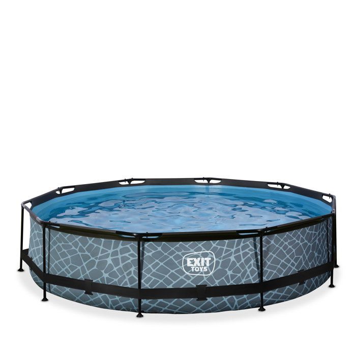 Piscine EXIT Stone ø360x76cm avec pompe filtrante - grise
