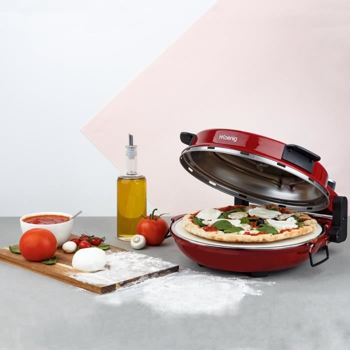 Four à Pizza électrique Professionnel Portable de table Multifonction Tartes et Quiches, Grand Plateau en Pierre Céramique, Températ