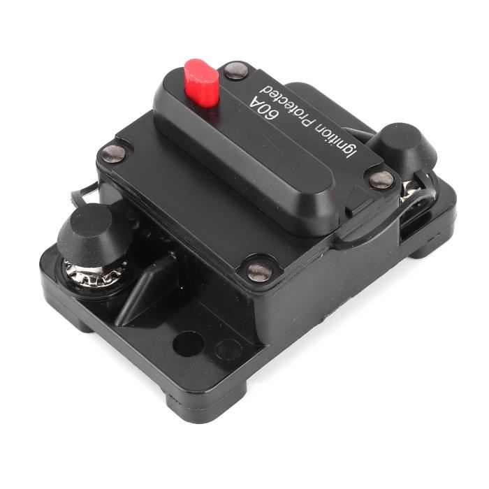 Drfeify Disjoncteur AMP Disjoncteur 60A AMP Support de Réinitialisation de Fusible 12‑48V DC Étanche pour Auto RV Yacht