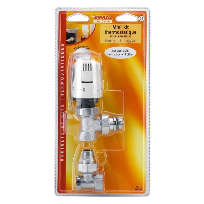 DIPRA Mini kit thermostatique Raccord auto étanche équerre - 15/21