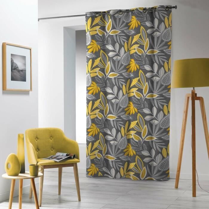 RIDEAU A OEILLETS 140 x 240 CM MICROFIBRE IMPRIMEE WOODY