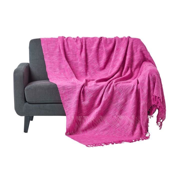 Jeté de lit ou de canapé Rose Nirvana en coton, 255 x 360 cm