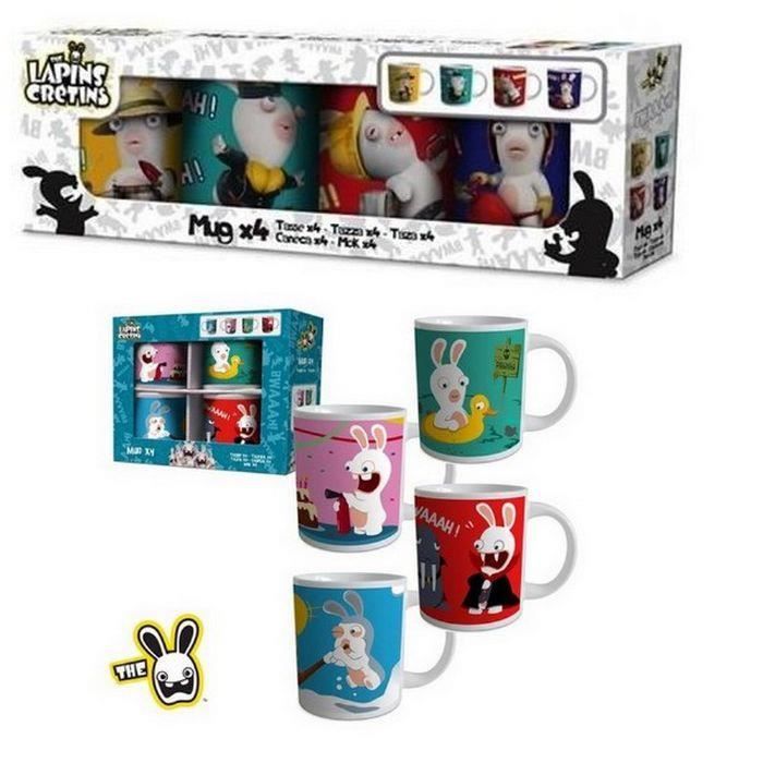 4 Mugs Lapins Crétins pour enfant