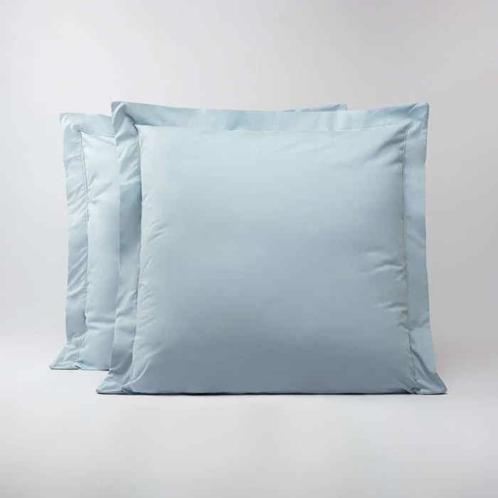 LINANDELLE - Lot de 2 taies d'oreillers coton percale 200 fils DESIREE - Bleu - 65x65 cm