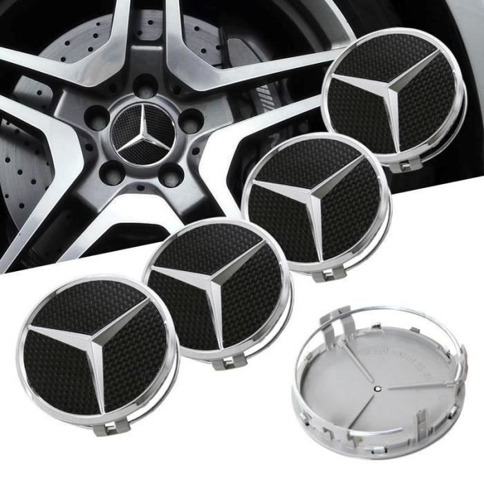 4 Centres de Roues MERCEDES Effet Carbone