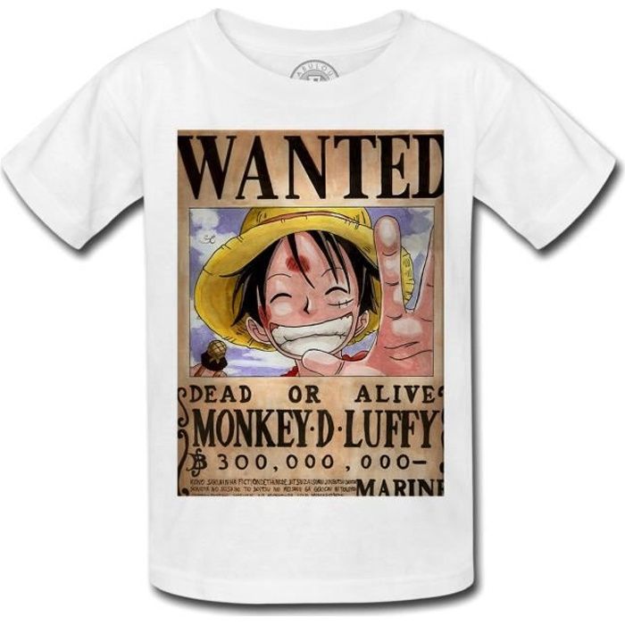 T-shirt enfant one piece monkey d luffy recompenses 300 millions de berry