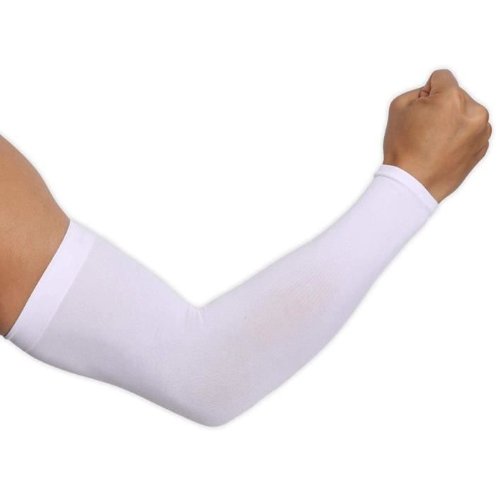 Manche de Bras de Protection UV,1 Paire Manche de Bras Respirante Manchettes,Manchons de Glace Adaptés au Sport ---- Blanc (M:36cm)