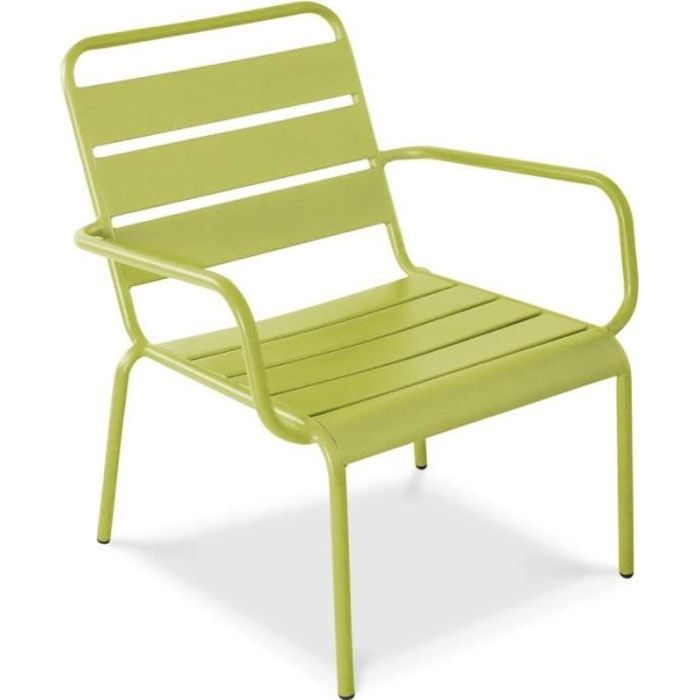 Fauteuil de jardin bas en métal - Chaise relax pour terrasse - Collection Palavas