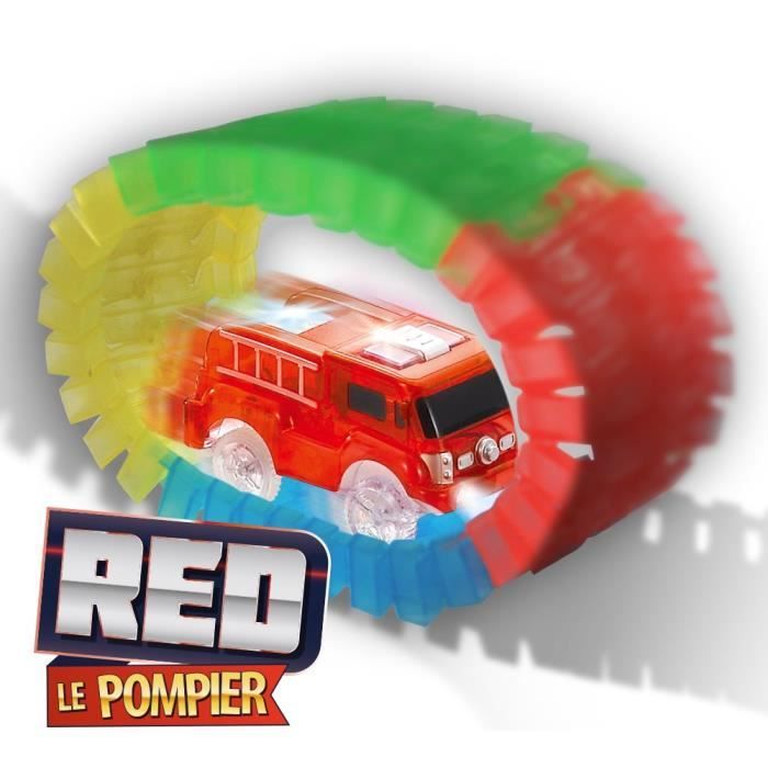 Camion lumineux RED LE POMPIER pour circuit Lightning Speedy et 30 rails luminescents