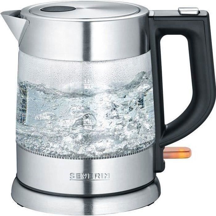 Bouilloire verre 1l 2200W noir inox