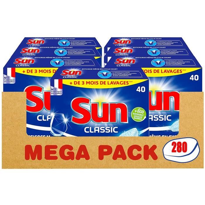 Lot de 7 SUN Tablettes Lave-Vaisselle Classique (7x40 Lavages - 280 Lavages)