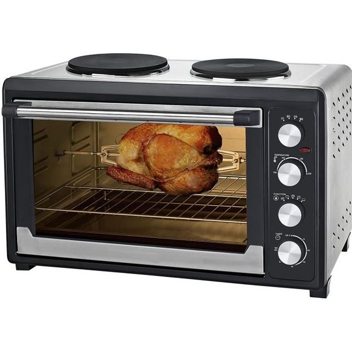 Mini four de 60 litres avec convection et rôtissoire et pizza avec 2 plaques de cuisson