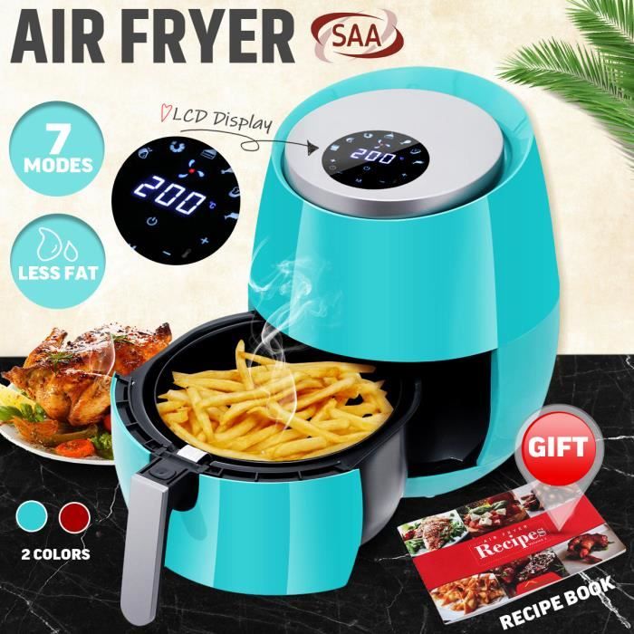 Nouveau!! 5.2L Friteuse Sans Huile Friteuse Électrique à Air 1400W Écran Tactile une Touche Pratique Vert 75% Less Fat