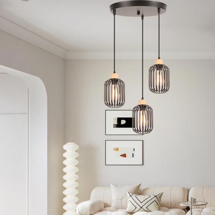 Lampadaire Rétro Noir 187 Cm – La Lumière Vintage Avec Abat-jour Cage Réglable, Pour Un Salon Cosy