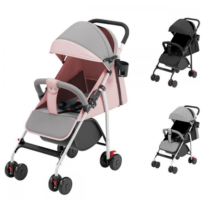 Poussette Canne Compacte Et Pliable - Poussette De Voyage Pour Bébé, Charge 25kg | Noir, Réglable