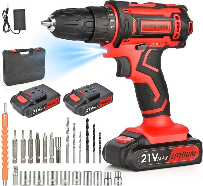 Visseuse Devisseuse Batterie Perceuse Visseuse Sans Fil 21V KUZUPRO - 42Nm, 2 Batteries 2.0Ah, 25 3 Positions, LED - Idéale Bricolage Et Travaux Maison Outillage Bricolage Visseuse Devisseuse Batterie Perceuse Visseuse Sans Fil 21V KUZUPRO - 42Nm, 2 Batteries 2.0Ah, 25 3 Positions, LED - Idéale Bricolage Et Travaux Maison Outillage Bricolage