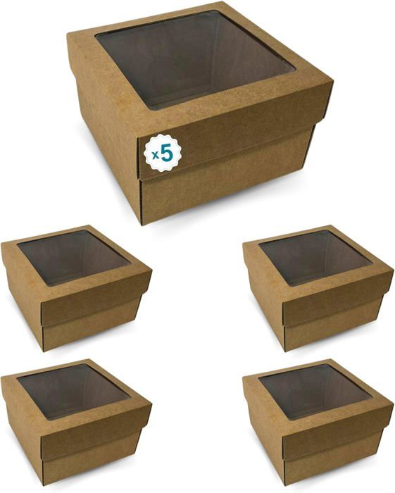 Emballage Gâteaux Fenêtre Transparente Lot De 20 Boîtes En Kraft Avec Fenêtre - Idéal Pour Cookies, Cupcakes Et Pâtisseries à Emporter Scatole Cartone