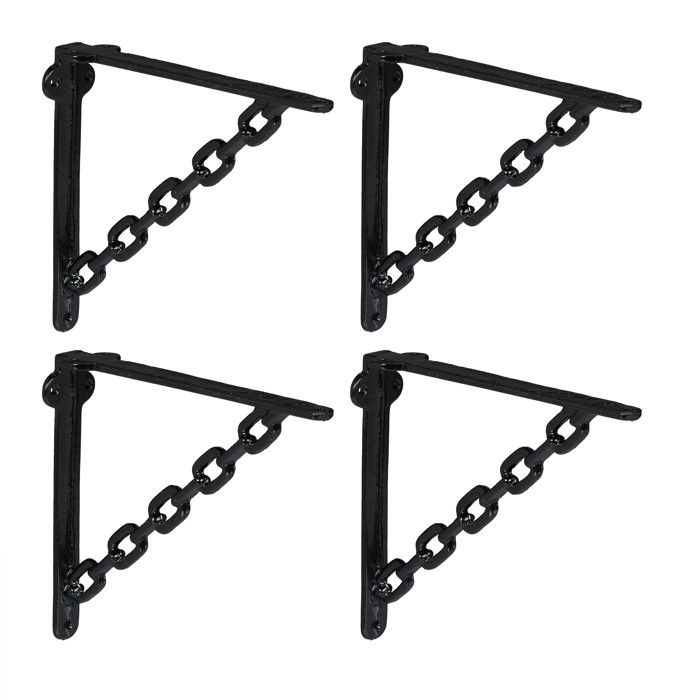 Lot De 4 équerres Pour étagères, En Fonte, Design Charmant, H X L X P : 18,5 X 4 X 22 Cm Chacune Noir Relaxdays 95862149