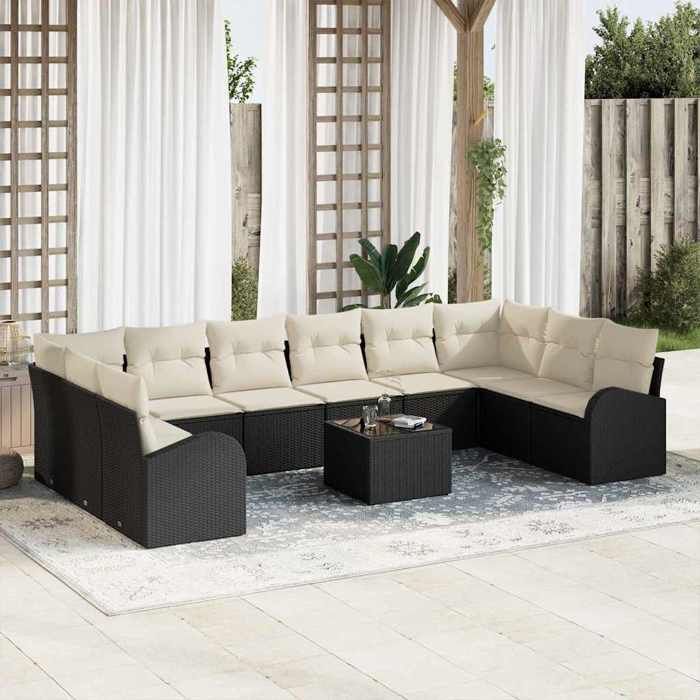 vidaXL Ensemble de Canapés avec coussin 11 pcs polyrotin - vue 6