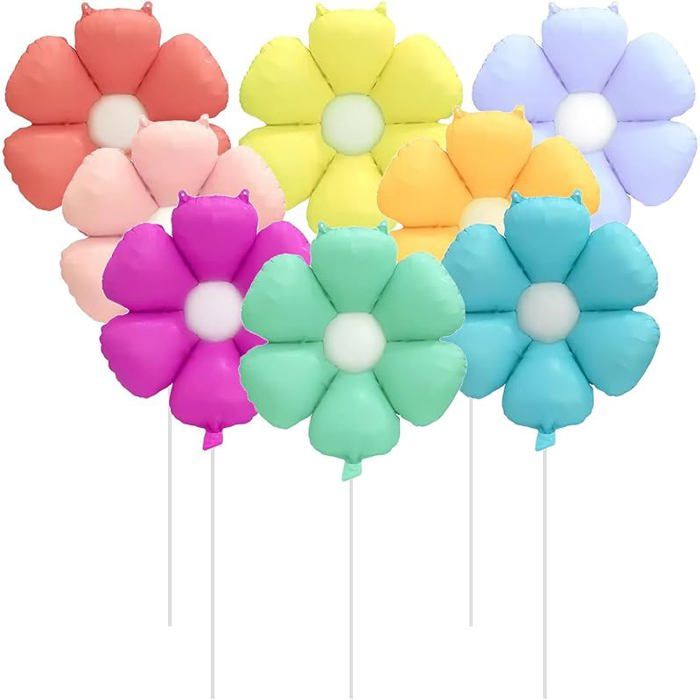 Moguri 8 Ballons Aluminium Marguerite – Couleurs Pastel, Ruban 10 M, Pour Fête Bohème, Anniversaire Ou Mariage