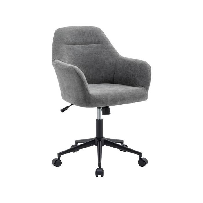 Chaise de bureau à roulettes ajustable métal et tissu gris - L 57 x P 57 x H 85/94.5cm - Stan Chaise de bureau à roulettes ajustable métal et tissu gris - L 57 x P 57 x H 85/94.5cm - Stan