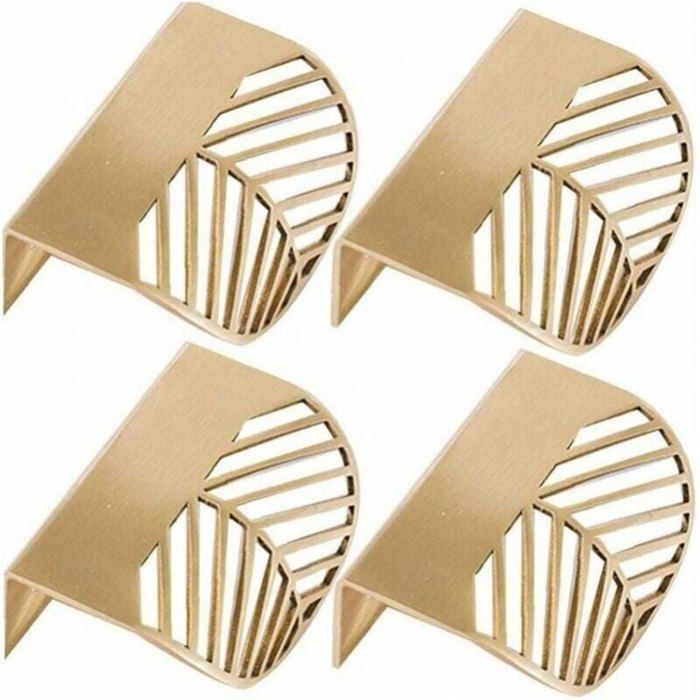 4pcs Forme des Feuilles Cabinet Pulls Laiton Doré Poignées De Meubles De Cuisine Porte De Cuivre Tirettes De Tiroir Étiquette