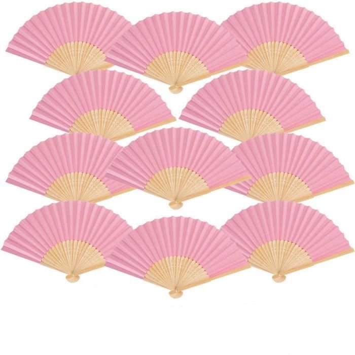 Eventail pliant en bambou et papier rose - Elégance - Chic Rose