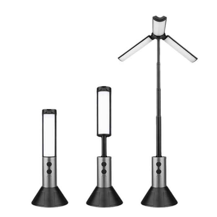 Lampe de camping - Lampe de tente - Lampe de camping télescopique rechargeable - Avec crochet et lampe de poche - Pour camping