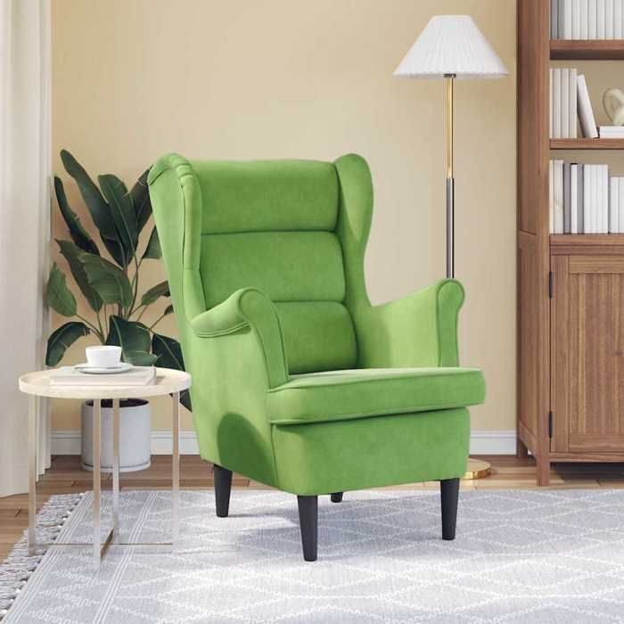 Vert Fauteuil de relaxation - SOLOMON - 1 PLACE - CHAISE TV - vert clair velours FF174