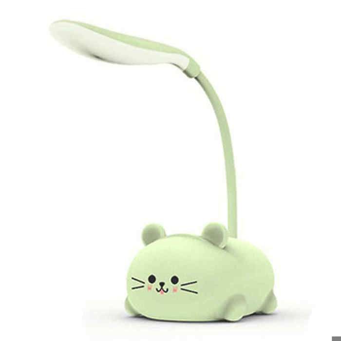 Chat mignondirigélampe de bureau- USBLampe de bureau rechargeable -Lampe de chevet à col de cygne réglable(vert)